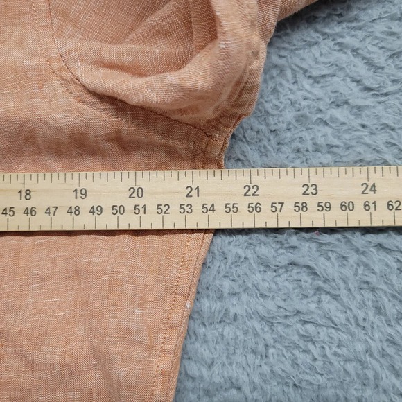 Banana Republic Shirt Mens 15- 15 1/2 Peach Flax Linen Button Up Summer Casual - Picture 10 of 10